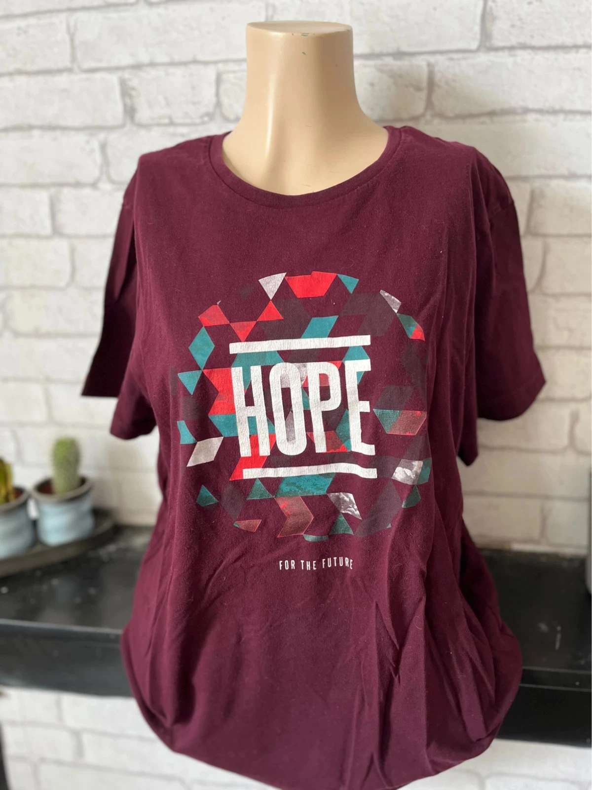 T-shirt bordeaux HOPE met print – Maat 40 – Jules – photo 2
